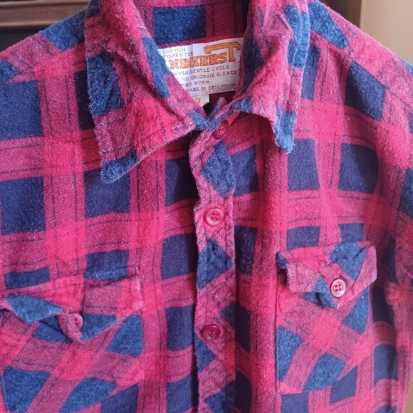 Boys 7 Vintage 70's Skater Plaid Button-Up Flannel Shirt - Buttery Grunge Logger - Picture 2 of 5